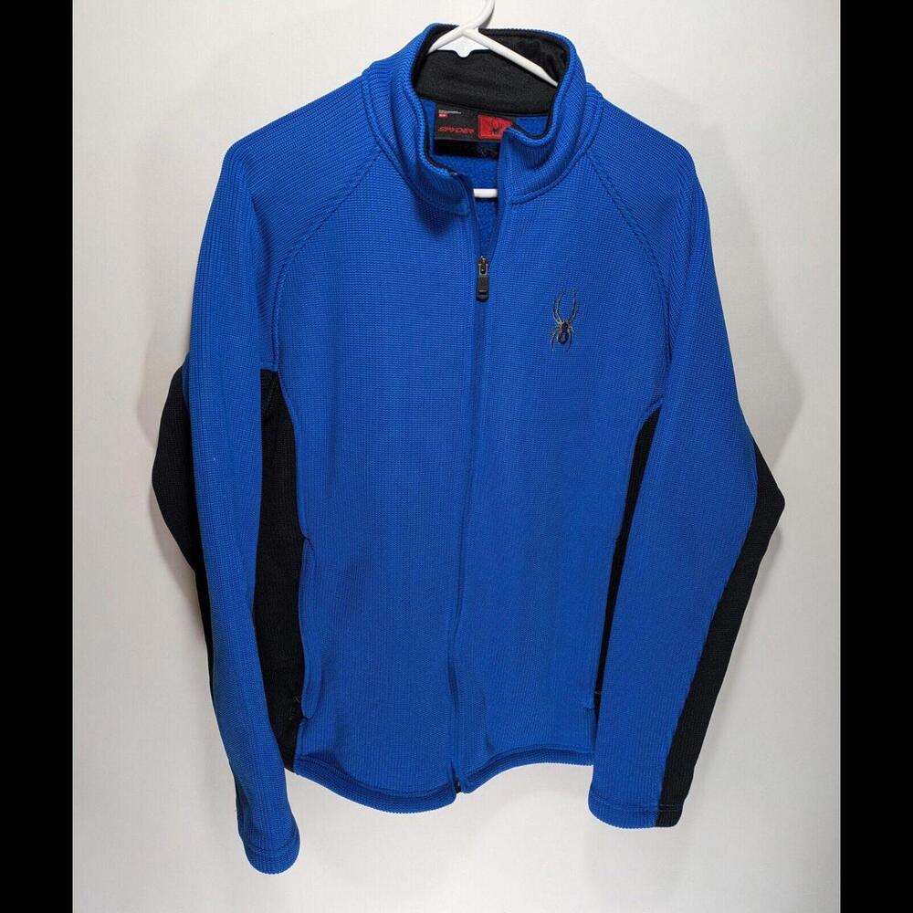 Mens SPYDER Core Blue Black Polyester Full Zip Up Lined Sweater‎ Jacket Size Med